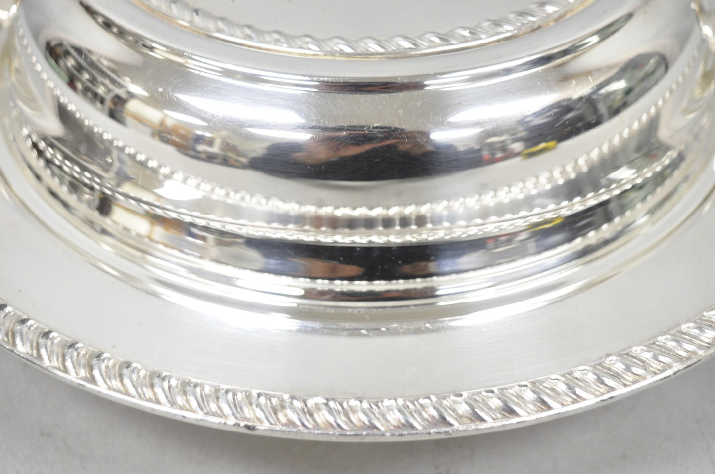 Vintage English Regency Style Round Covered Silver Plated Serving Dish w/Divider