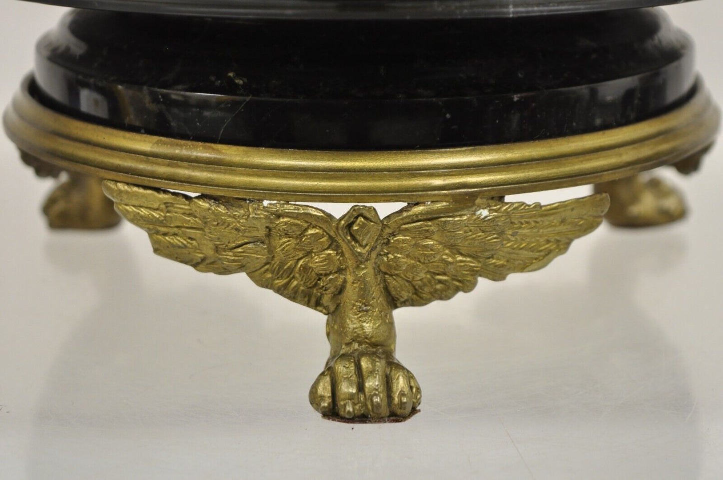 French Regency Style Black Marble and Bronze Figural Swans Centerpiece Bowl