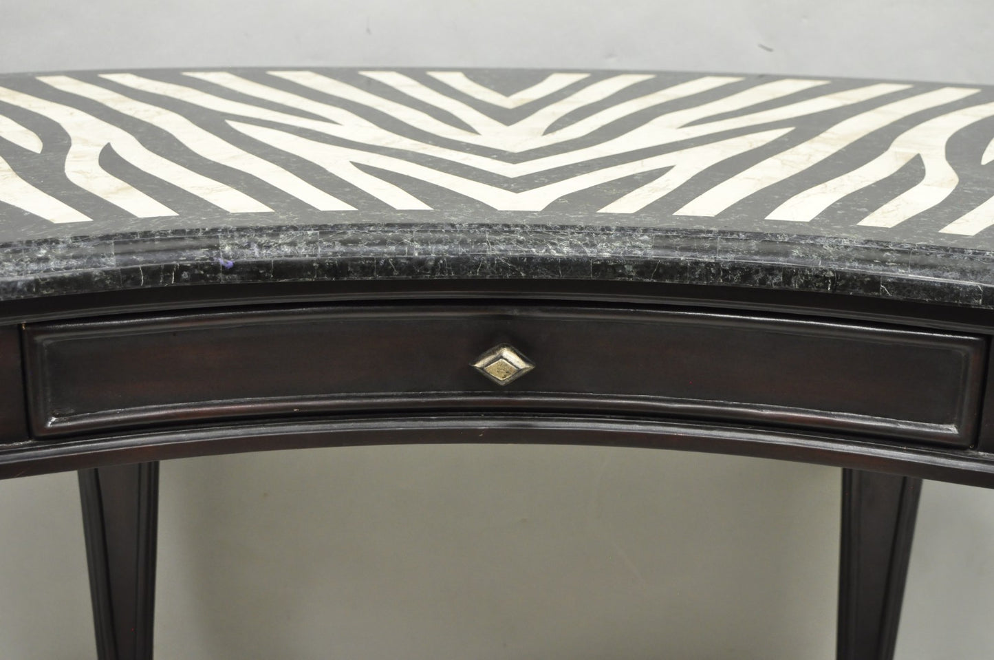 Seven Seas by Hooker Furniture Zebra Tessellated Stone Kidney Shaped Table Desk
