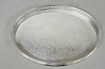 Vintage William Adams WA Italy Silver Plated Oval Raised Gallery Bar Tray