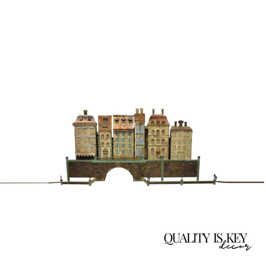 Curtis Jere Mid Century Modern Large Mixed Metal Copenhagen City Wall Sculpture