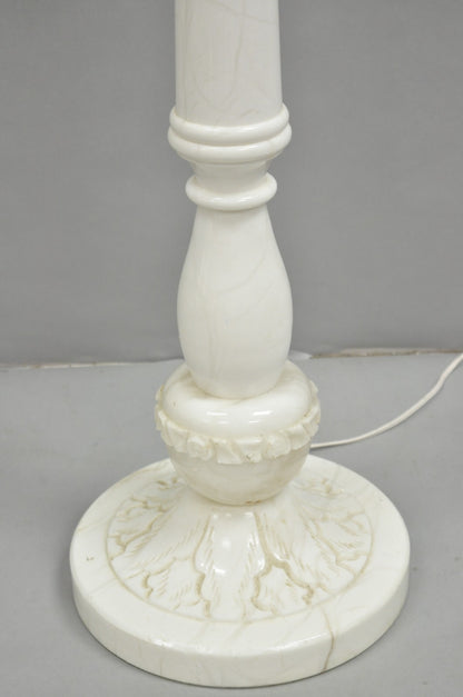 Vintage Italian Classical Carved Solid Marble Column Pole Floor Lamp