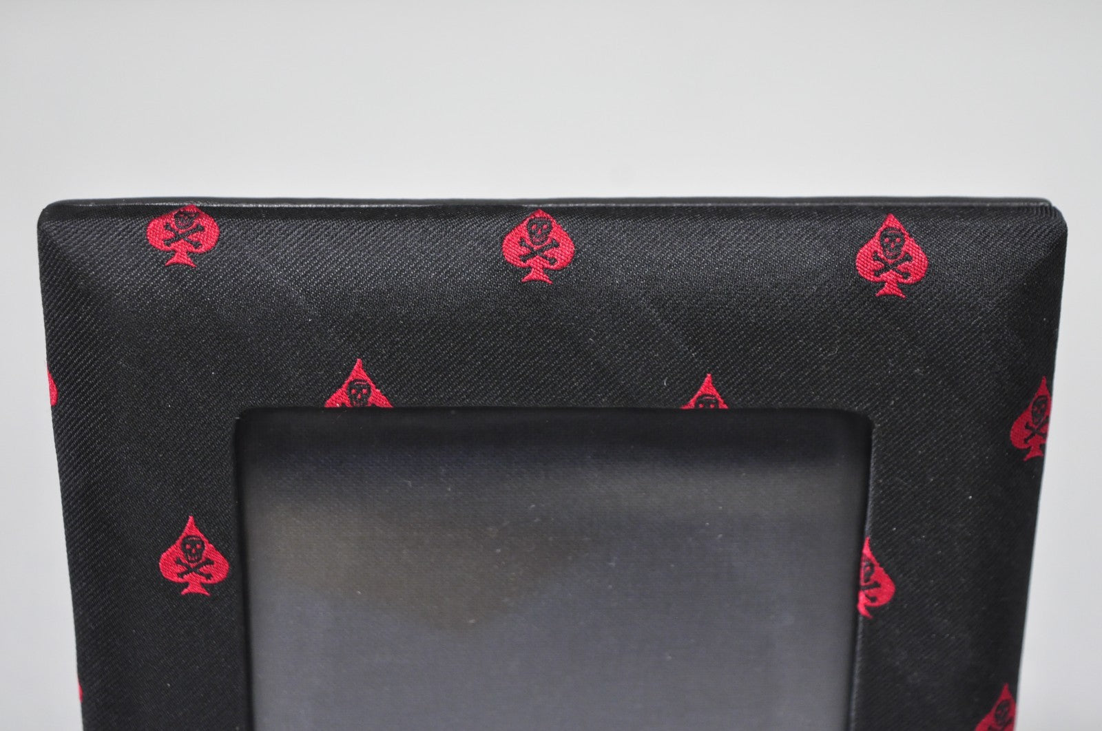 Ralph Lauren Ealing Skull and Spade Black & Red Fabric 4x4 Photo Picture Frame