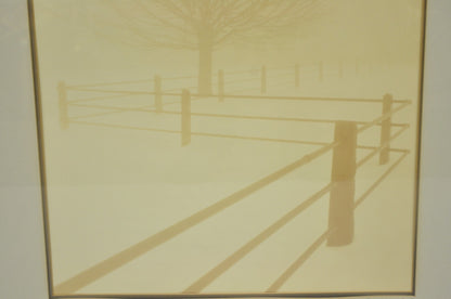 Vintage David Lorenz Winston Solitude Tree Fence Winter Landscape Signed Print