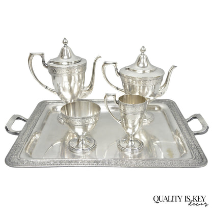 Antique Bernard Rices Sons Antique Edwardian Silver Plated Tea Service, 5 pc Set