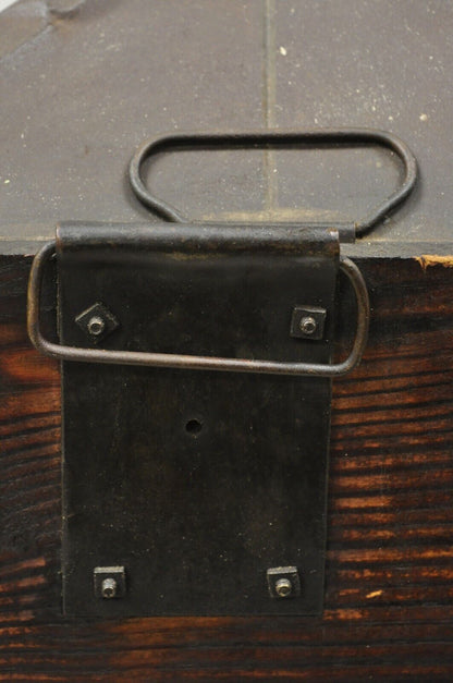 Antique Export Tin Metal Transport 5 Gallon Canister Container with Wood Case