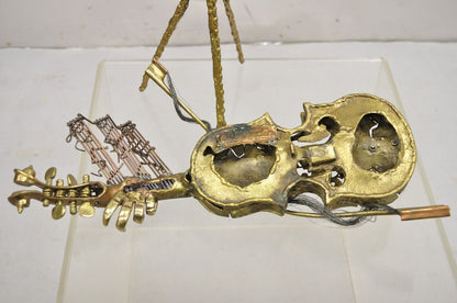 Vintage "Broken Fiddle" Bronze Violin Sculpture on Stand by Chaim Hendin