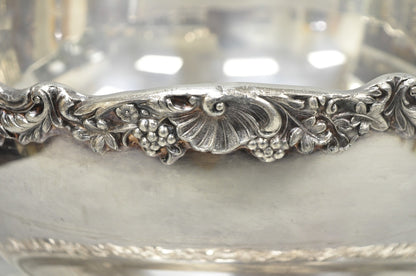 Vintage FB Rogers 5614 Victorian Silver Plated Punchbowl w/ Round Tray, 2 Pc Set