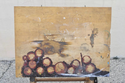 Antique American Industrial Small Wood & Cast Iron Drafting Table Work Desk