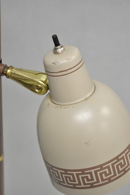 Vintage Mid Century Modern Taupe Triennial Greek Key Shade Floor Lamp