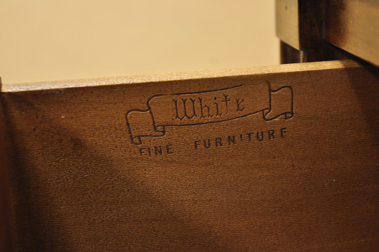 Vintage French Provincial Cherry Wood White Furn. 9 Drawer Credenza Long Dresser