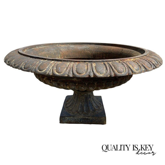 Cast Iron Low and Wide 38" Round French Classic Style Outdoor Garden Urn Planter