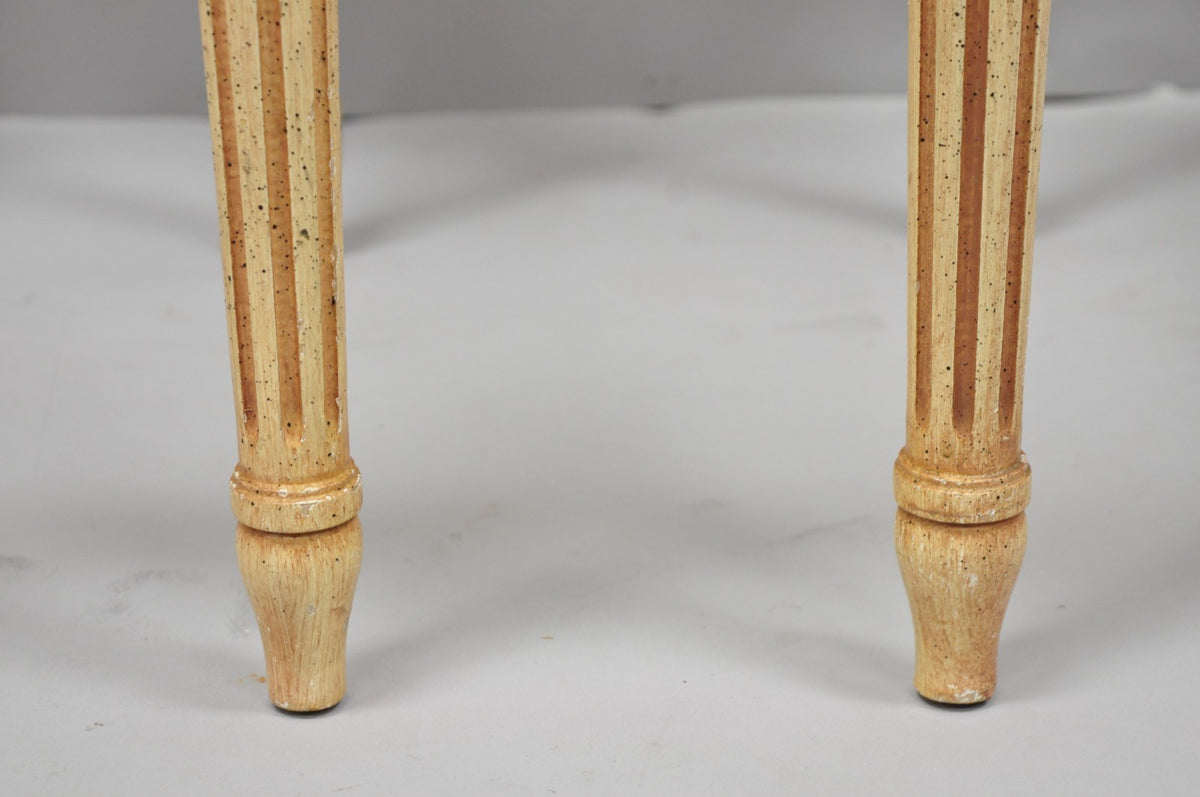 Vintage French Louis XVI Style Pink Marble Top Low Drinks Side Tables - a Pair
