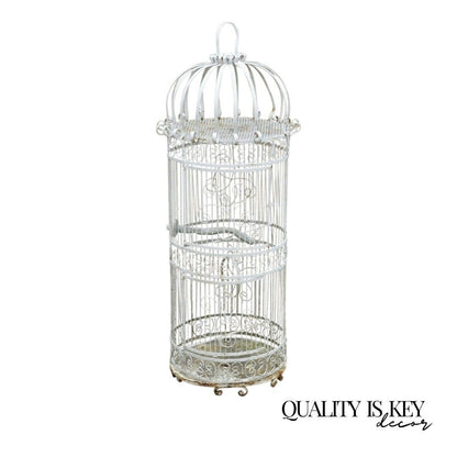 Vintage Wrought Iron Victorian Style Scrolling Wire Metal 58" Garden Birdcage