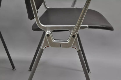 Giancarlo Piretti Castelli Italian Mid Century Modern Brown Arm Chairs - a Pair