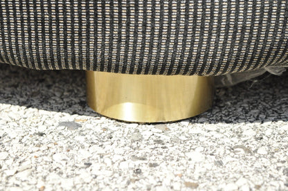 Mid Century Modern Large Milo Baughman Style Round Black Club Lounge Chair