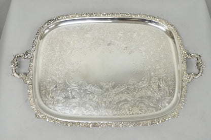 Antique E.G. Webster & Son Victorian Silver Plated Floral Repousse Serving Tray