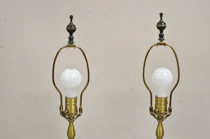Chinoiserie Asian Verdigris Green Bronze Censor Table Lamp by Wildwood - a Pair