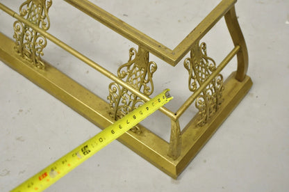 Antique Victorian Brass Scroll Accented 58" Fireplace Hearth Fender Surround