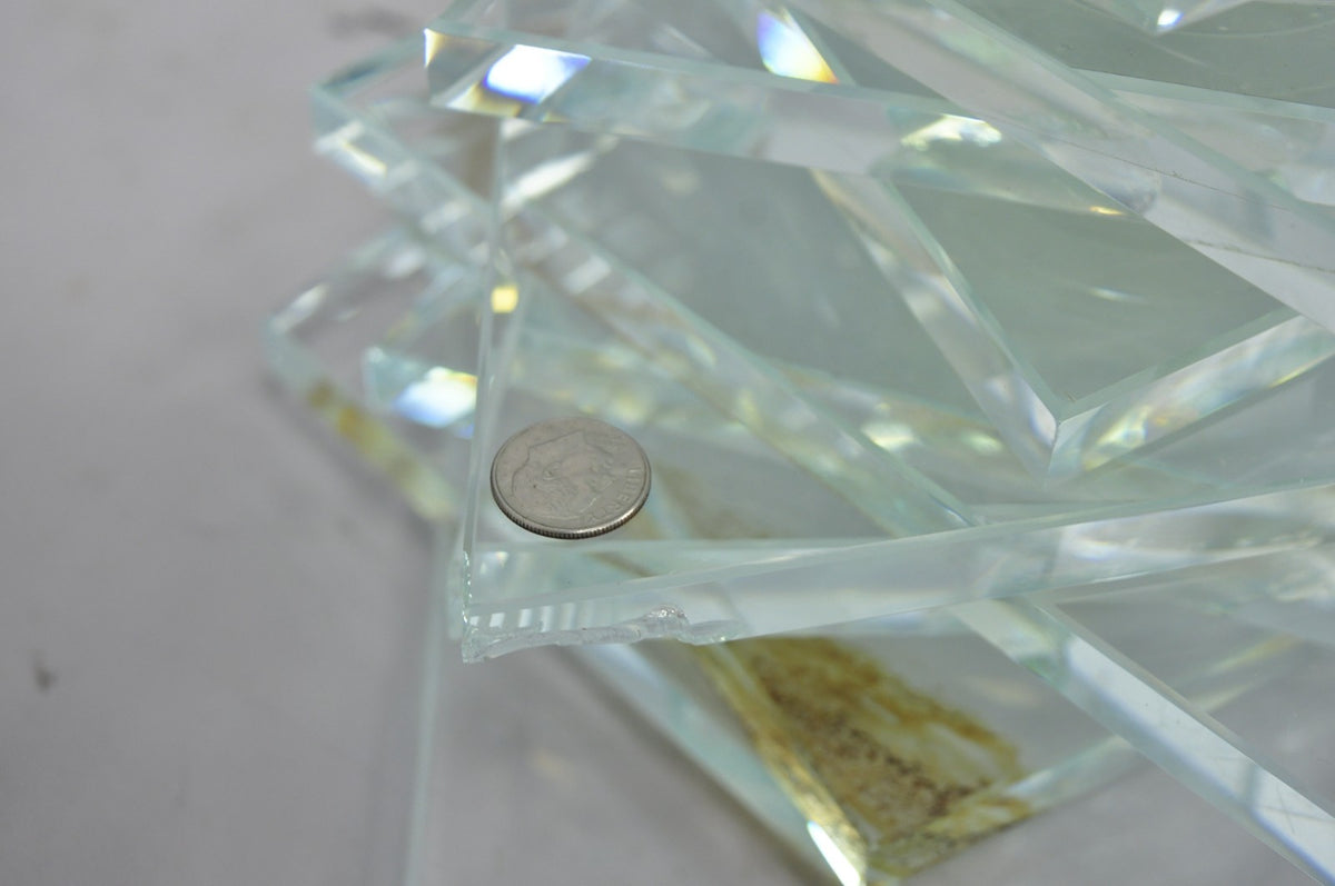 Vintage Mid Century Modern Stacked Glass Skyscraper Round Accent Side Table