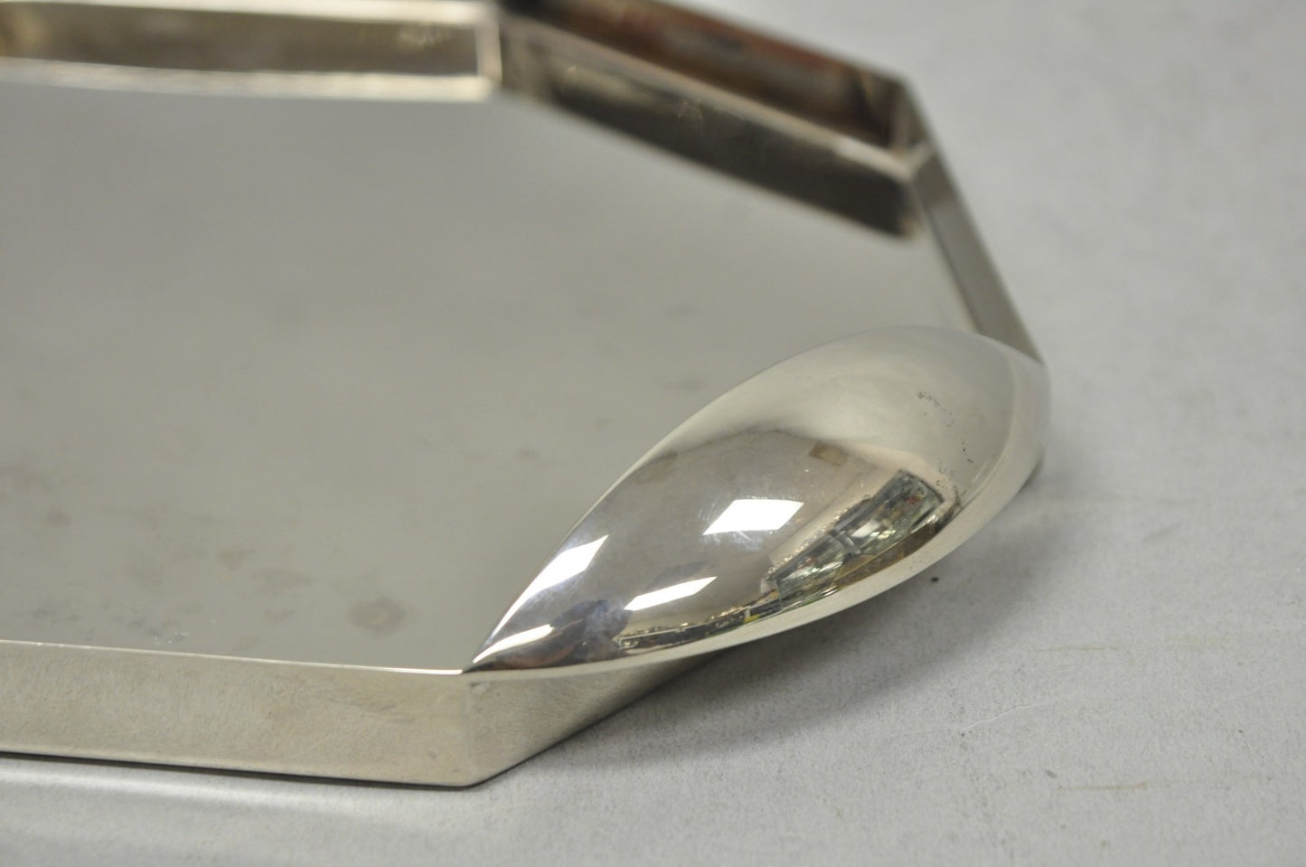 Modern Art Deco Style Silver Plated Nickel Octagonal Vanity Bar Tray "FE"