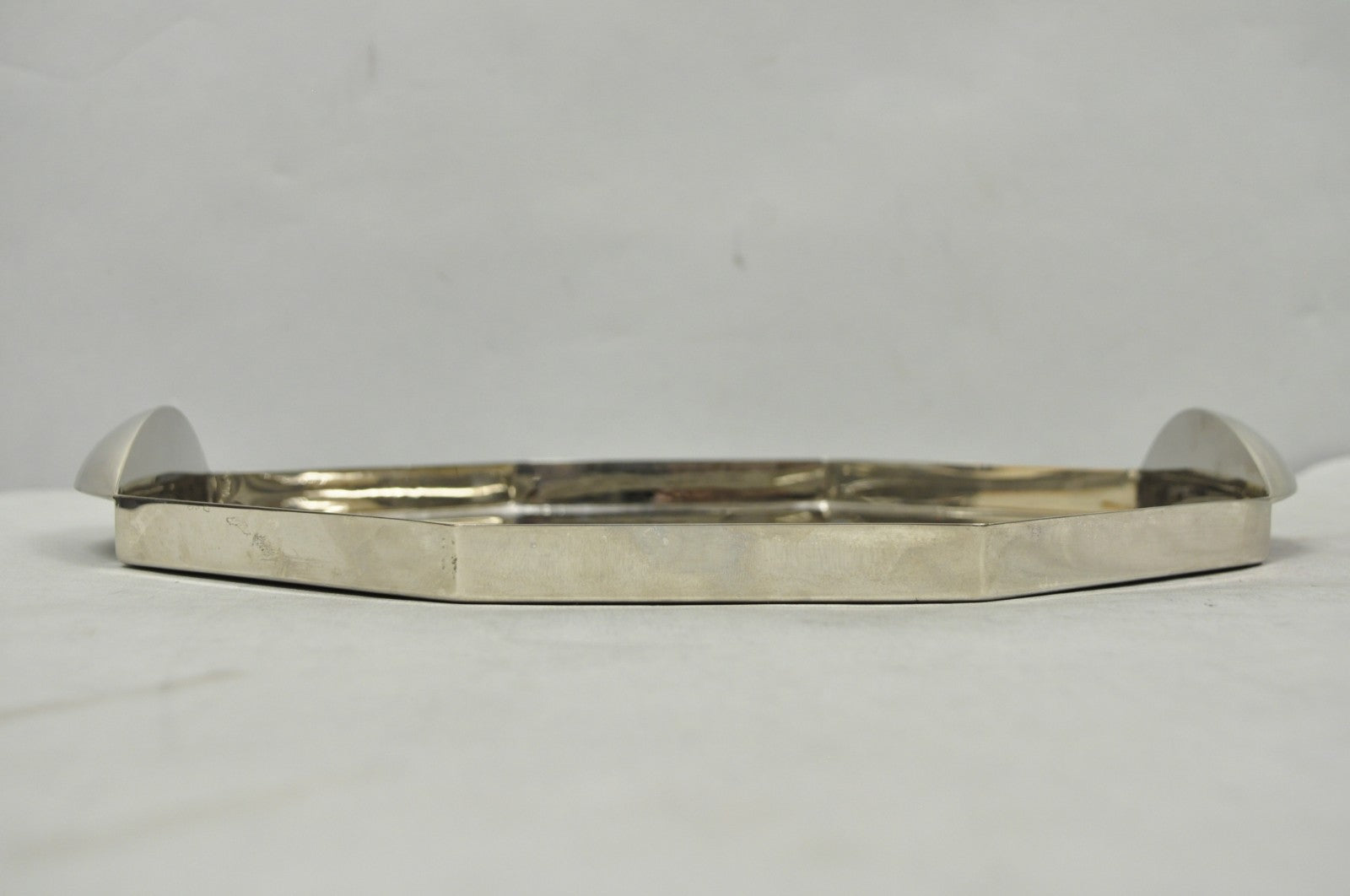 Modern Art Deco Style Silver Plated Nickel Octagonal Vanity Bar Tray "FE"