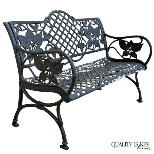 Contemporary Art Nouveau Style Cast Aluminum Garden Patio Garden Bench Loveseat