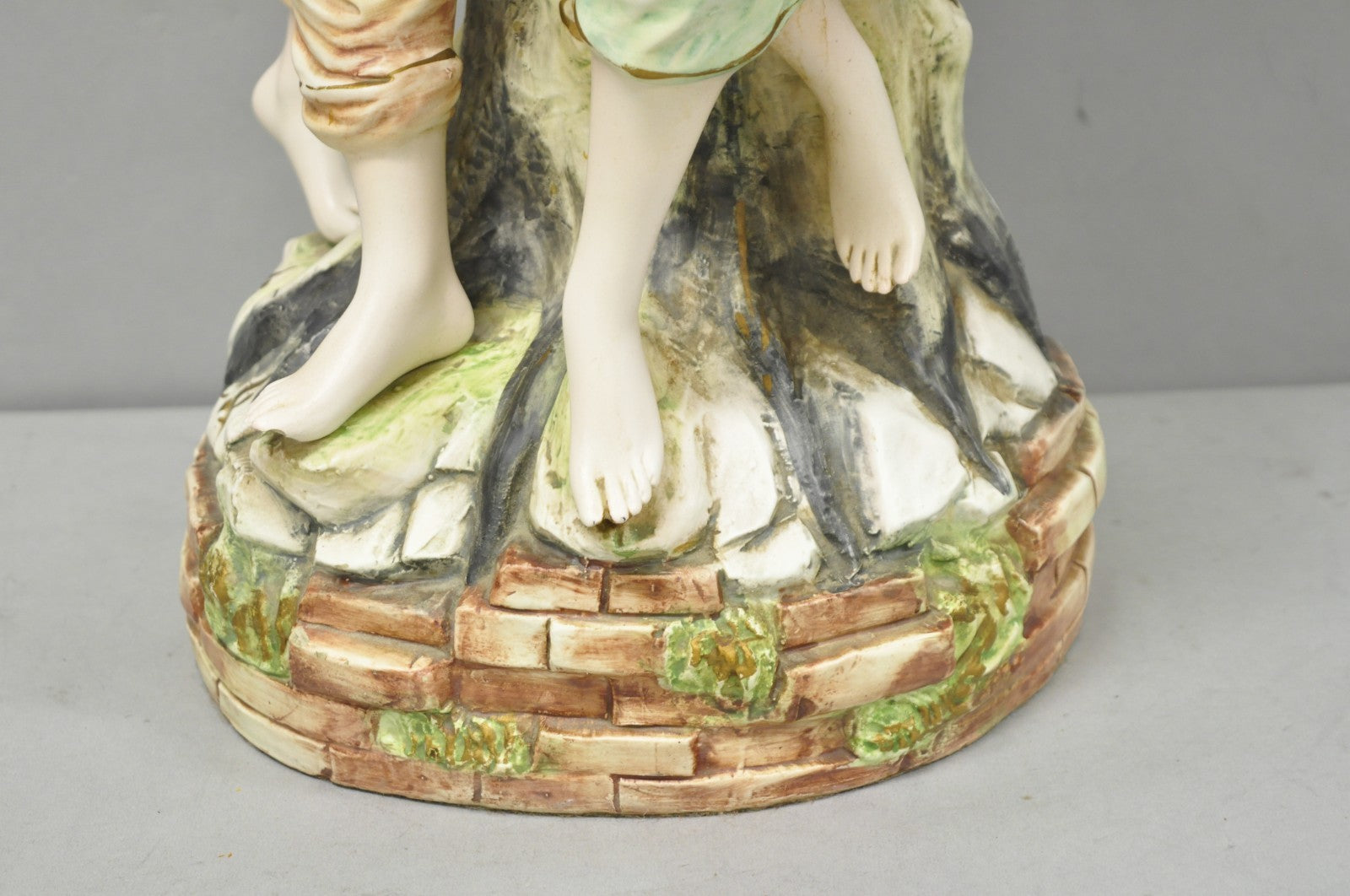 Vintage 1964 Azzolin Brothers Ceramic Boy & Girl Large Courting Statue Figurine