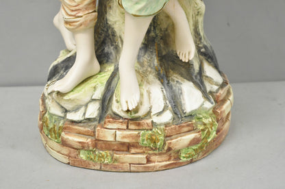 Vintage 1964 Azzolin Brothers Ceramic Boy & Girl Large Courting Statue Figurine