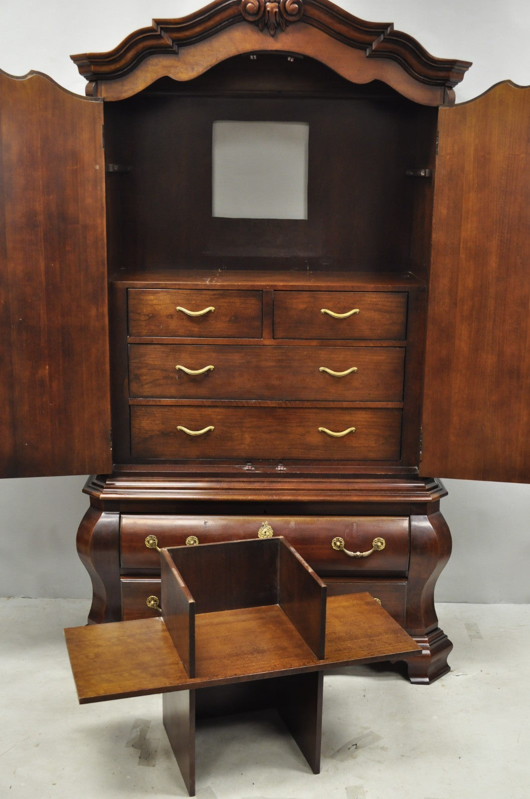 Century Furniture Cardella Cherry Wood Bombe Armoire Wardrobe Dresser TV Cabinet