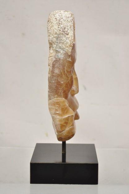 Sheryl C. Benjamin " Indian Trail " Carved Brown Onxy Male Face Sculpture