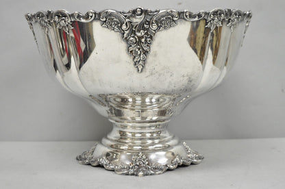 Vintage Baroque by Wallace 252 & 253 Silver Plated Punch Bowl Set w/ 10 Cups