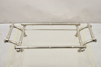 Vtg Italian Hollywood Regency Faux Bamboo Silver Plated Serving Platter Stand