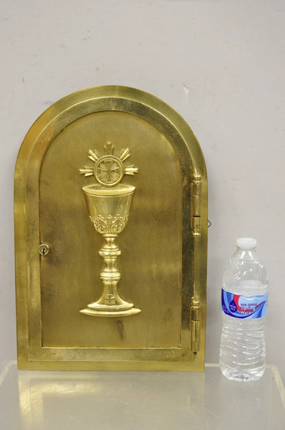 Antique Gothic Bronze Wall Hanging Altar Door Tabernacle with Chalice (A)