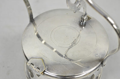 Vintage Art Deco Style Silver Plated Hinged Glass Grated Cheese Jar Sugar Bowl