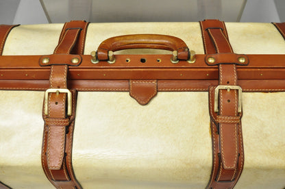Vintage Dinoffer NY Italian Brown Leather & Vellum Parchment Gladstone Bag, Pair