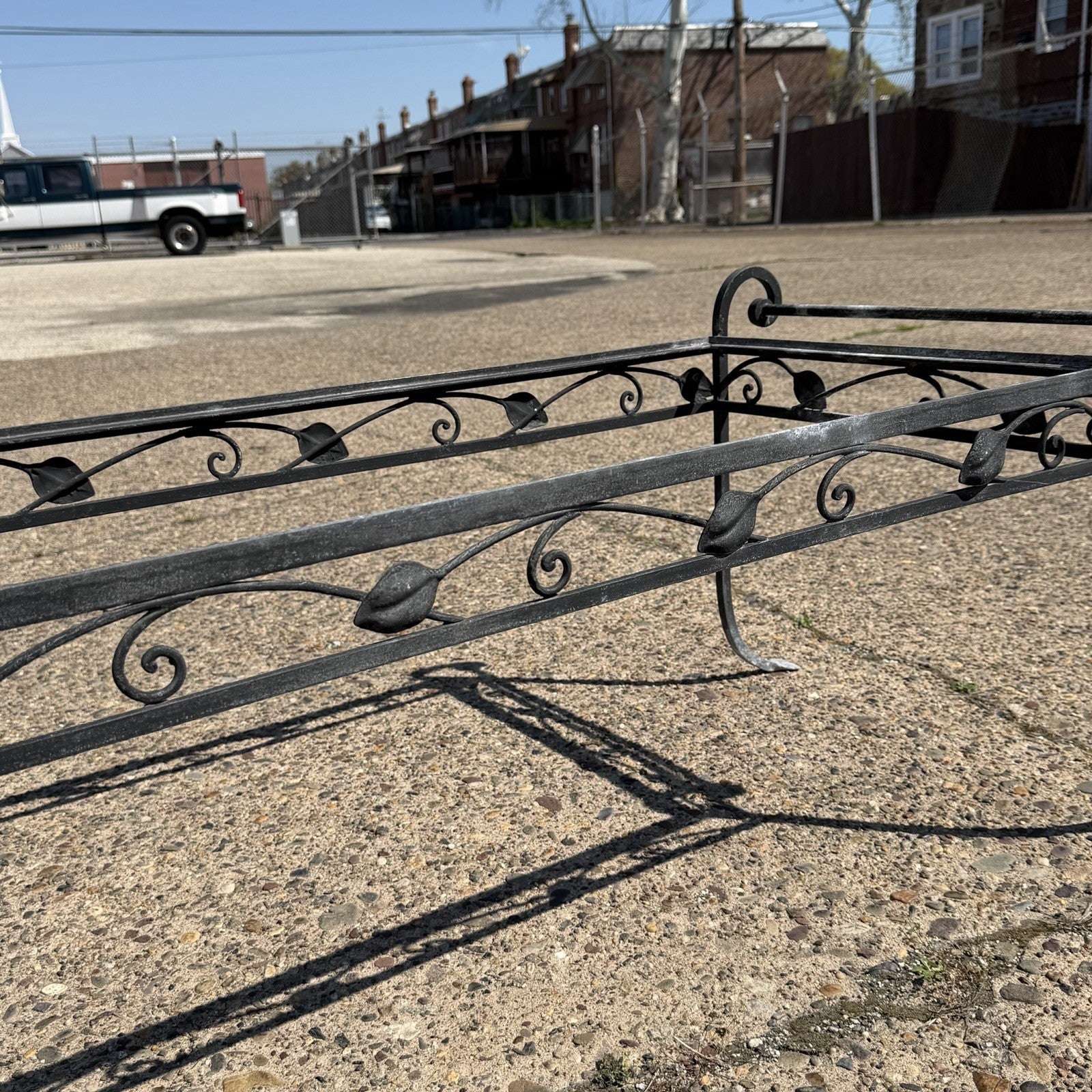 Vintage Salterini Art Nouveau Wrought Iron Garden Patio Rectangular Coffee Table