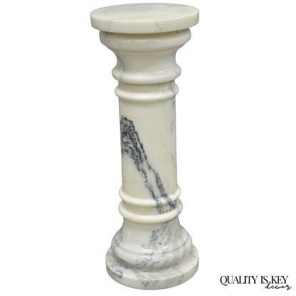Vintage Italian Classical White Marble Column Form Round 32" Pedestal Bust Stand