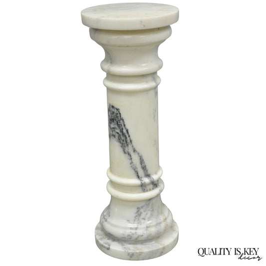 Vintage Italian Classical White Marble Column Form Round 32" Pedestal Bust Stand