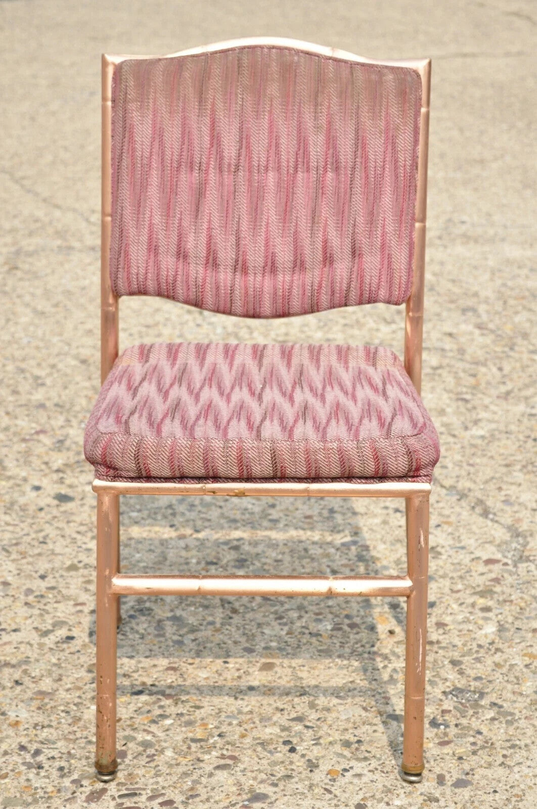 Faux Bamboo Pink Rose Gold Upholstered Banquet Dining Chairs by Shelby Williams