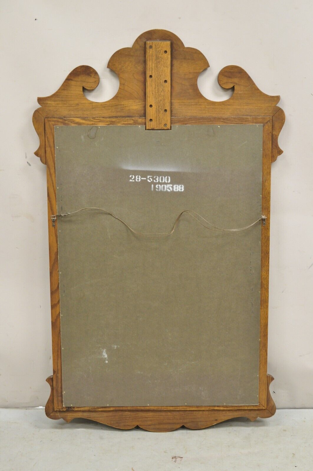 Vintage Ethan Allen Canterbury Oak Wood Colonial Style Beveled Glass Mirror