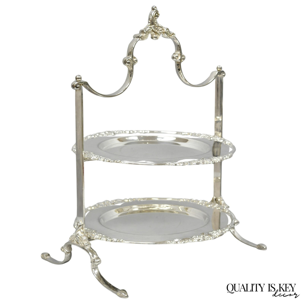 Vintage Godinger Silver Plated 2 Tier Buffet Server High Tea Pastry Plate Stand