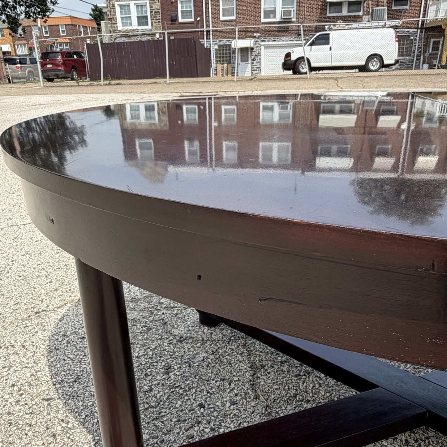 Baker Barbara Barry Art Deco Style Oval 2 Leaf Extension Mahogany Dining Table