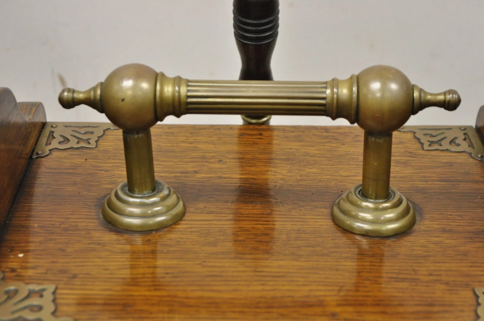 Antique Victorian Oak and Brass Fireplace Coal Scuttle Box Bucket w/ Scoop