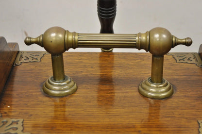 Antique Victorian Oak and Brass Fireplace Coal Scuttle Box Bucket w/ Scoop