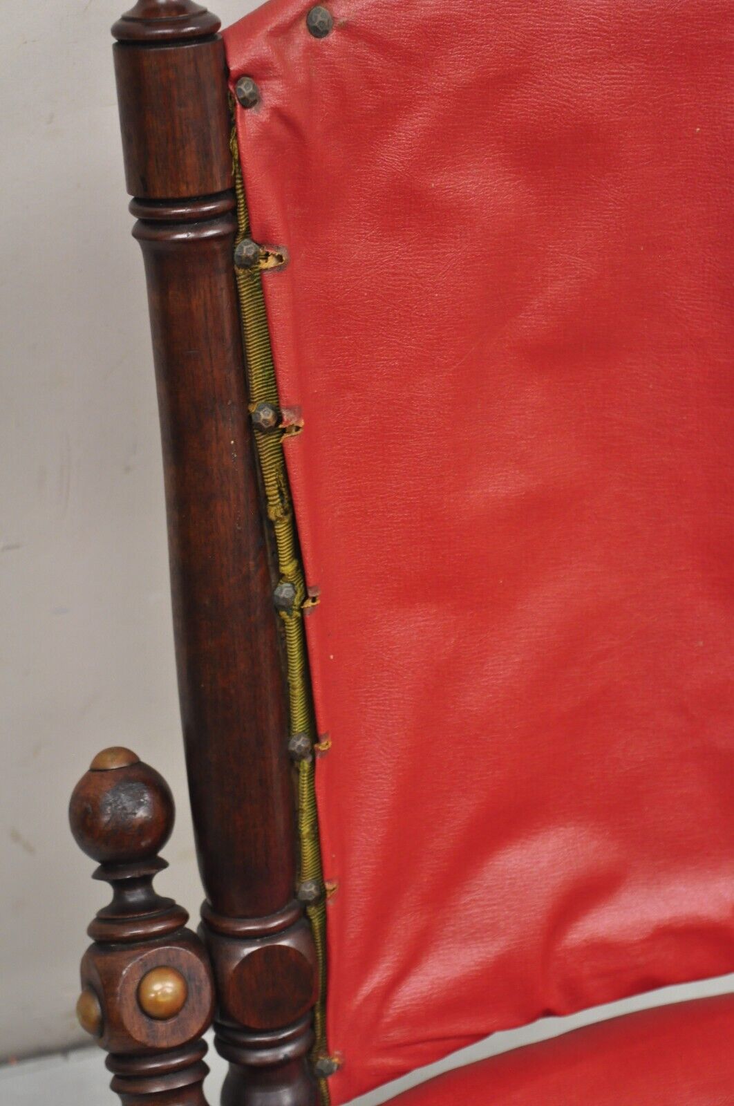 Antique Victorian Carved Walnut Folding Campaign Chair attr. George Hunzinger