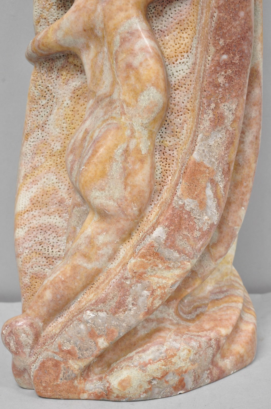 Vintage Seymour Shuren Modern Pink Carved Marble Abstract Nude Figure Sculpture