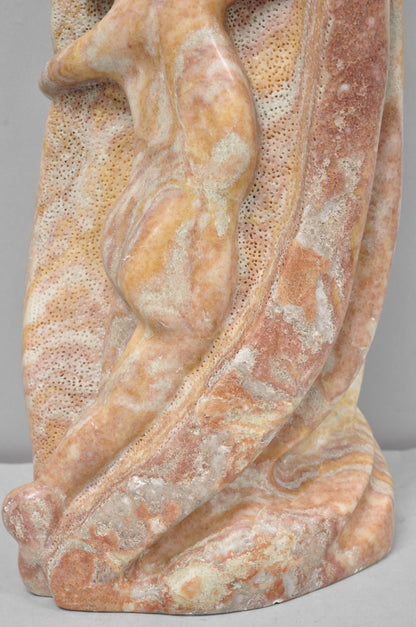 Vintage Seymour Shuren Modern Pink Carved Marble Abstract Nude Figure Sculpture