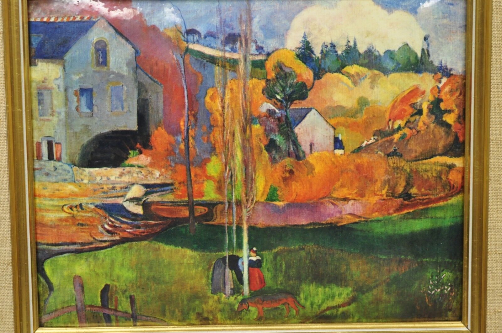 Helca Martele A La Main Hammered Enamel Painting Gauguin Moulin en Bretagne