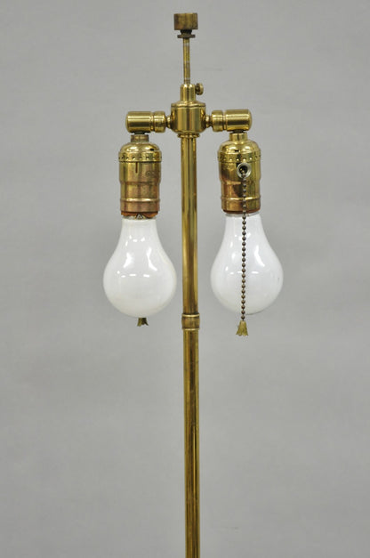 Vintage Maison Jansen Style Neoclassical Steel and Brass Adjustable Floor Lamp